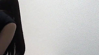 Girls Only Apartment in Japan, a Room Where a Girl Is Cleaning in a Too-short T-shirt, Miniskirt and Thong Panties