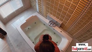Tiny Thai teenage humped her BF in the bath