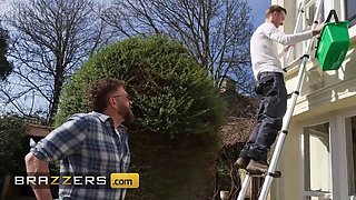 Brazzers - kinky homeowner kayla wild gets caught masturbating & nailed by two perverted window washers