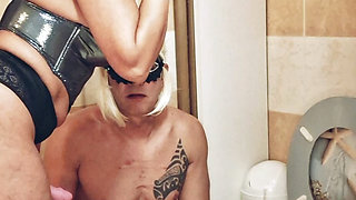 I fuck the slutty slave's head in the toilet. That's all the is for. Do you want slave cum too?
