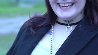 A Beauty with a Tattoo Shows Her Tits