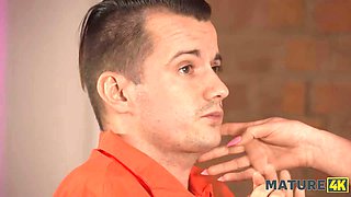 Mature4k. cougar neighbour was so wild so she pounded a thief and sucked his cock