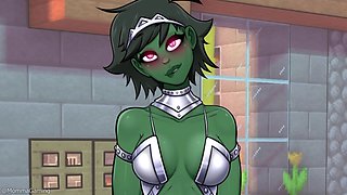 Zombie girl craves my chisel in HornyCraft's total zombie adventure