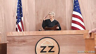 Pretty skinny high-heeled babe Ryan Reid screwed by judge