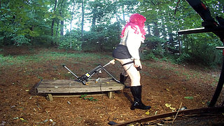 Fake tits Cross dresser fucking dildo fucking machine