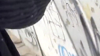 Walking Around Naked Fucking My Pussy with Vibrator on a Public Fly Over Bridge