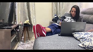 Kiffa Ignores Foot Slave While He Licks Her Sneakers Clean