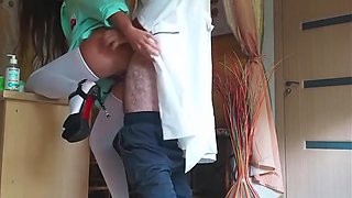 MILF Nurse Masturbates with Thermometer and Gets Hard Fucked by Doctor