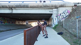Whorish ebony Samantha Cruuz lover fucking in public