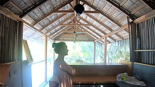 Tattooed Blonde MILF Strips in Abandoned Bar