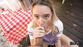 Outdoor BBQ sex for curious Juliette Mint