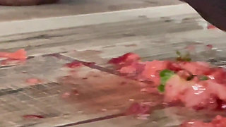 Slave Eats Dessert Stepped on the Floor