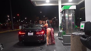 Phat-assed Brunette BBW Alex Blair Goes Nuts In the City At Night, Having Fun With Gibby The Clown