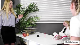 Teacher stepmom licks her two stepdaughters
