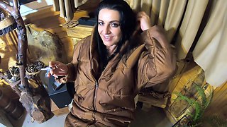 Milfycalla- Smoking and a Lot of Cum on My New Light Brown Long Jacket 182