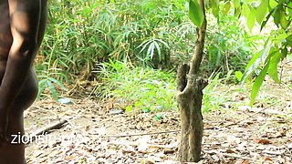 Very Black Man From Uganda Fuck Teen Big Boobs Girl Friend in Their Farmland