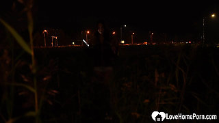 Horny girlfriend sucks me off in public