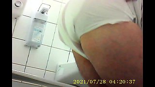 Diaper change in Public toilet hiddencam