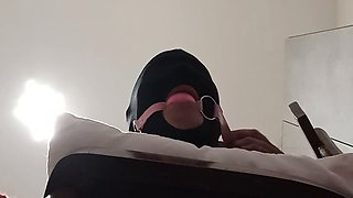 Bound and gagged milf Laura On Heels gets her throat, pussy, and ass filled