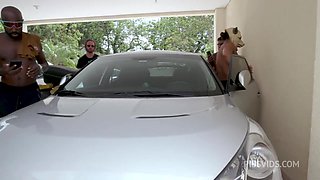 Brasilian pornstar Larissa Leite 4 on 1 DAP with big cocks, DP