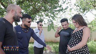 Sensual Pregnant Lolla Lollynha getting fucked by 4 big cocks