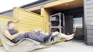 Dickflash Roof Adventure: Part 1 a Little Redhead Slut Gives Me Fast Cumshot on Her and While Her Boyfriend Waits