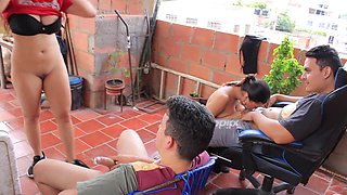 Orgy - Busty lesbians show that they now like penis by having an orgy with two big cocks