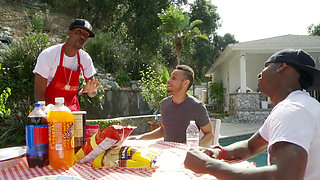 Busty ebonies get fucked at a barbeque