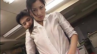 Japanese busty assistant groped in office