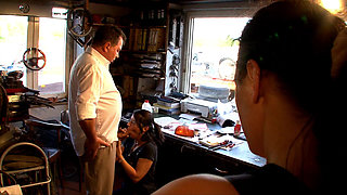 Great fuck at the office with customer and cum shot on tits