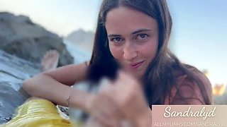 Hot Latina Sandralydx Swallows Cum on Beach - POV Blowjob & Outdoor Sex