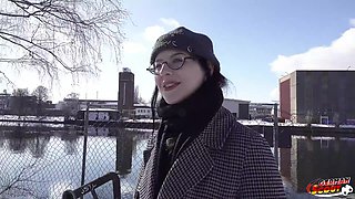 GERMAN SCOUT - Black Hair PAWG Glasses Babe Melli Venom Pick Up for First Casting Fuck in Berlin