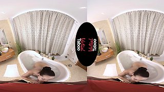 Brunette milf in stockings masturbating by dildo on webcam