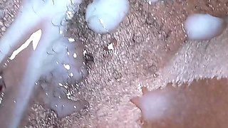 Beautiful Cum on Black Pussy by a Big Cock