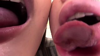 Lovely Japanese teen lesbians in pussy licking action