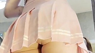 Super Hot Redhead Braless College Slut Flashes Her Tight Shaved Pussy and Naked Ass in the Bathroom