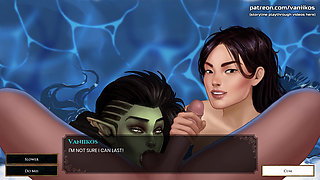 Hot Threesome Sex with a Muscular Big Boobs Orc Woman and a Hot Asian MILF - Cartoon Animated Porn Game - What a Legend!