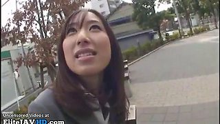 Japanese lady enjoys cum in mouth