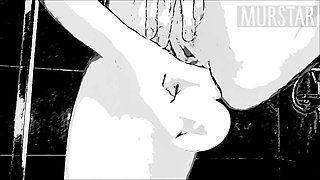 Cartoon  girl with dildo in shower...