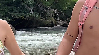 I Have Outdoor Sex with My Boyfriend After We Get Stranded on a Deserted Island and He Gives Me All His Juicy Milk in My Pussy.