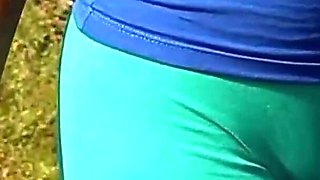 Amateur Latina Brunette Cameltoe Outdoors