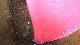 Flashing Rubbing My Tight Hairy Pussy Closeup