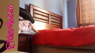 Chubby MILF Makes Her Bed in Short Sexy Pajam