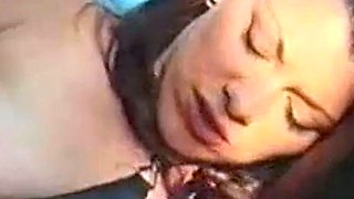 Skinny brunette MILF sucks and fucks a big cock