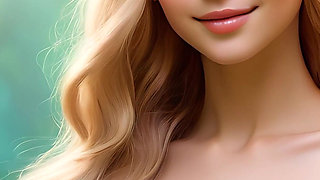 Nude Beauty Holding Hyacinth with Teal Emerald Diamond Jewelry Artistic Ai Slideshow