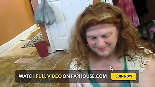 Cute sissy cross dressing  submissive is ordered to massages mistress Victoria's feet