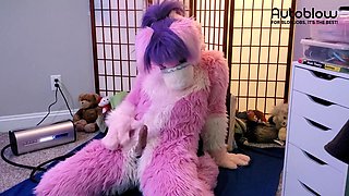 Pink furry Vicky Tart CANNOT GET ENOUGH of VacuGlide.