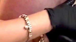Ruined Handjob in Latex Gloves Restrained by the Balls