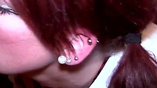 Redhead Cock Whore Wears a Cum Collar and Sucks off an Army of Dicks Before Getting Plastered in Spunk