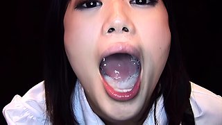Cumshot Oozing from Asian Japanese Pussy Hole